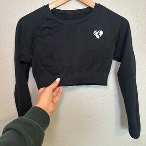 Workout Black Long Sleeve Crop Top